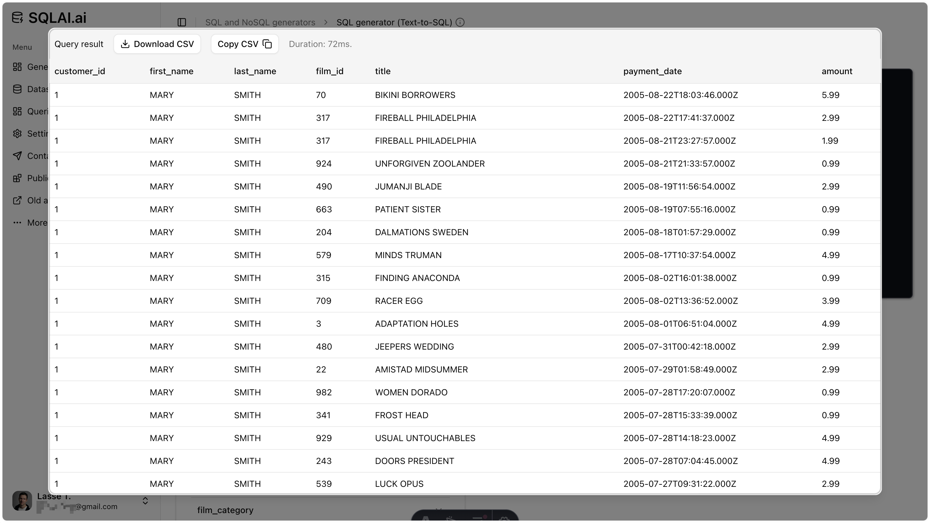 Run AI-generated SQL queries on connected datasources in SQLAI.ai